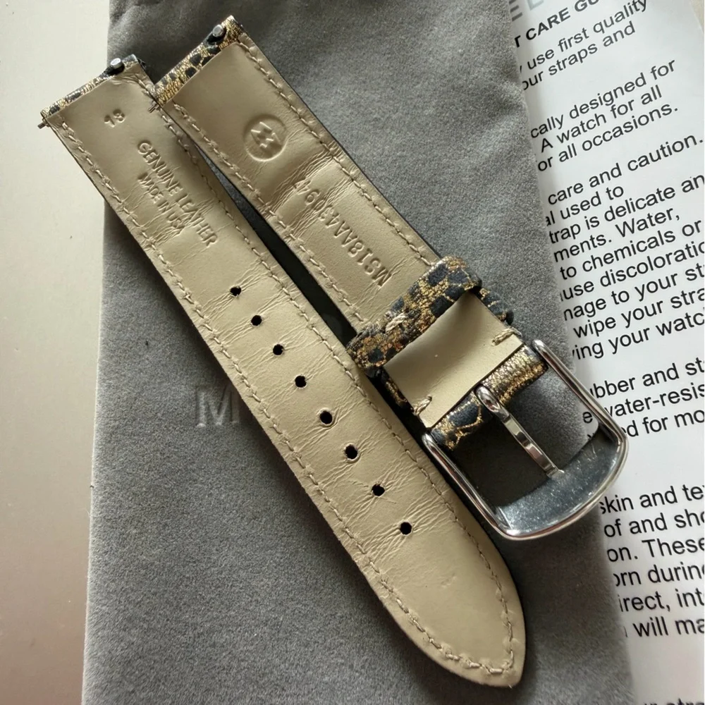 Michele Black and Gold Lace Leather Watch Strap - 18mm - Picture 7 of 16